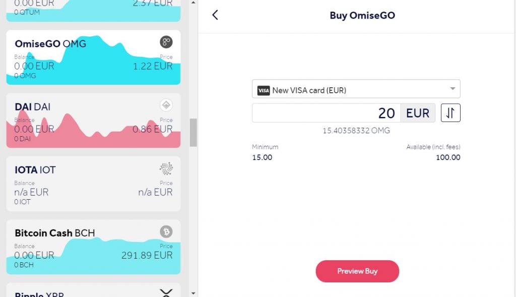 Buy OmiseGo (OMG) online using a credit card