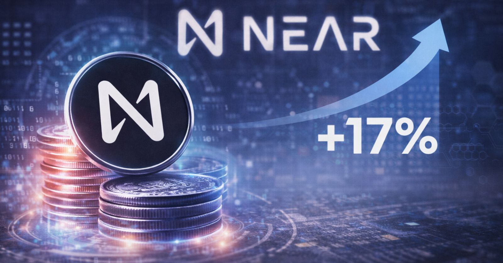 NEAR Protocol logo in a restrained digital trading environment with abstract data elements suggesting private execution and reduced front-running risk