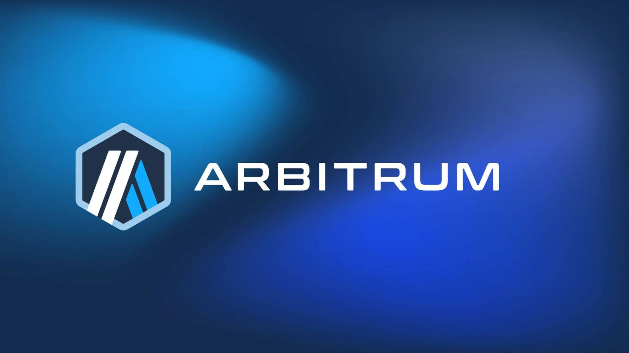 Arbitrum logo on a blue gradient background