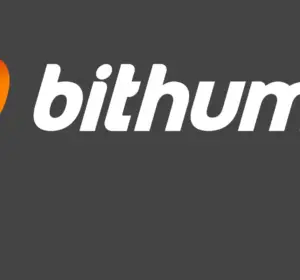 Bithumb cryptocurrency exchange logo on a dark gray background