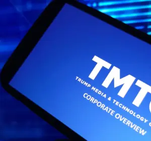 Trump Media & Technology Group corporate overview displayed on a smartphone